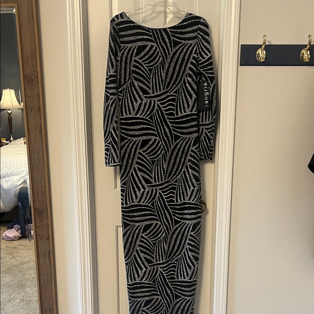 Sparkle Black and Silver Knit Patterned Dress